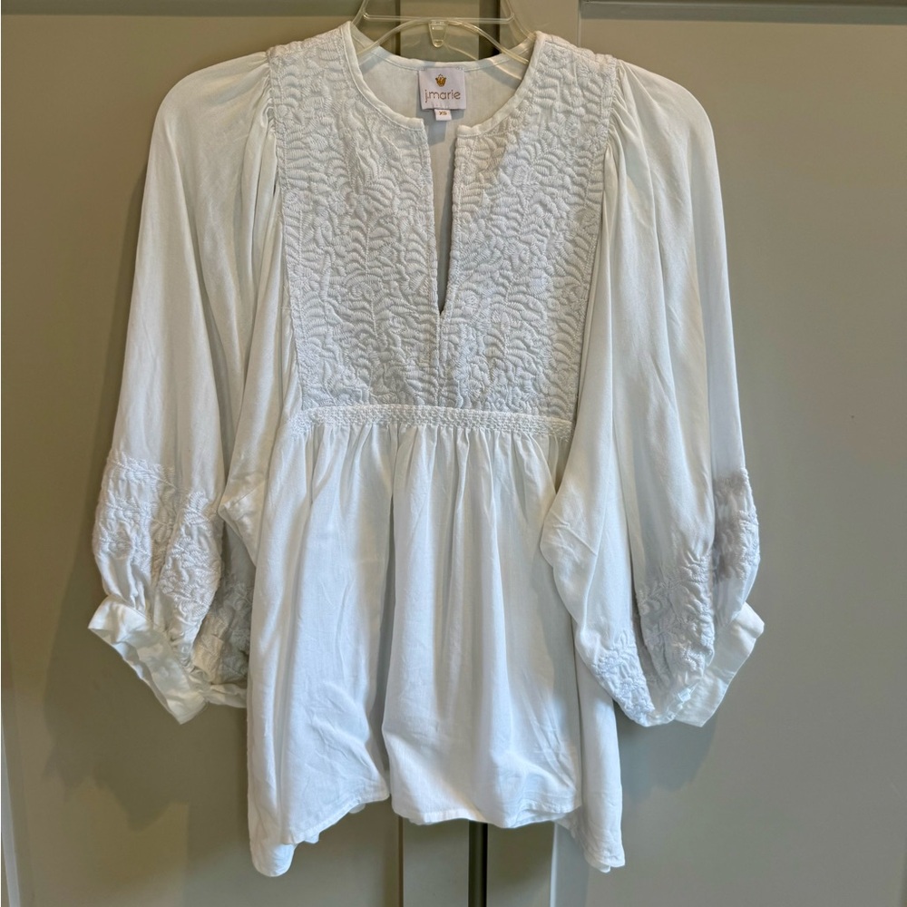 J.Marie White Embroidered Women's Top